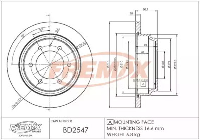 Тормозной диск (FREMAX: BD-2547)