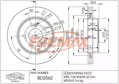 Тормозной диск (FREMAX: BD-2562)