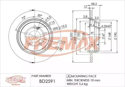 Тормозной диск (FREMAX: BD-2591)