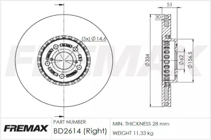 Тормозной диск (FREMAX: BD-2614)