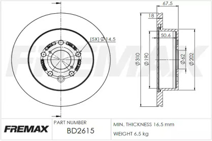 Тормозной диск (FREMAX: BD-2615)