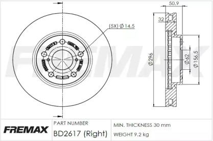 Тормозной диск (FREMAX: BD-2617)