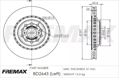 Тормозной диск (FREMAX: BD-2643)