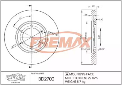 Тормозной диск (FREMAX: BD-2700)