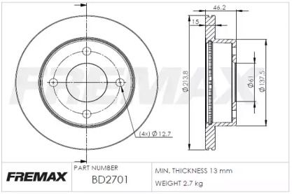 Тормозной диск (FREMAX: BD-2701)