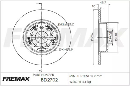 Тормозной диск (FREMAX: BD-2702)