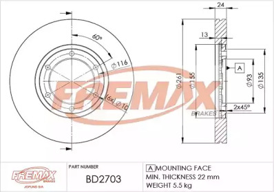 Тормозной диск (FREMAX: BD-2703)