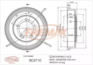 Тормозный барабан (FREMAX: BD-2710)