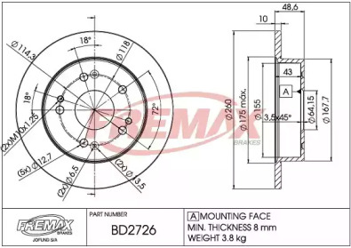 Тормозной диск (FREMAX: BD-2726)