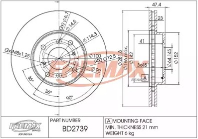 Тормозной диск (FREMAX: BD-2739)