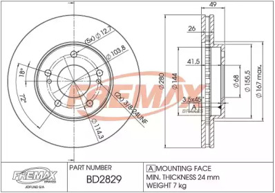 Тормозной диск (FREMAX: BD-2829)