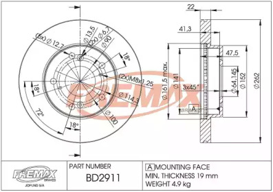 Тормозной диск (FREMAX: BD-2911)