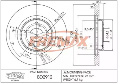 Тормозной диск (FREMAX: BD-2912)