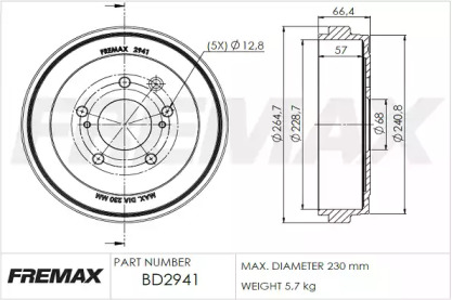 Тормозный барабан (FREMAX: BD-2941)