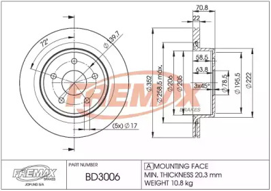 Тормозной диск (FREMAX: BD-3006)