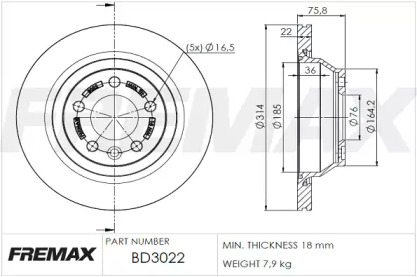 Тормозной диск (FREMAX: BD-3022)