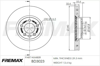 Тормозной диск (FREMAX: BD-3023)