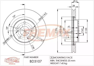 Тормозной диск (FREMAX: BD-3107)