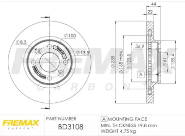 Тормозной диск (FREMAX: BD-3108)