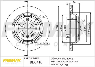 Тормозной диск (FREMAX: BD-3418)