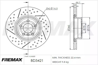 Тормозной диск (FREMAX: BD-3421)