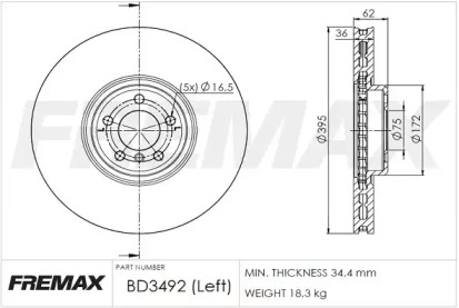 Тормозной диск (FREMAX: BD-3492)