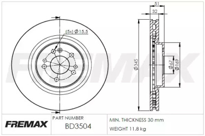 Тормозной диск (FREMAX: BD-3504)