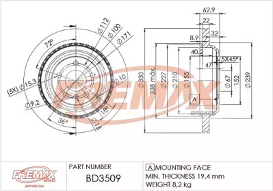 Тормозной диск (FREMAX: BD-3509)