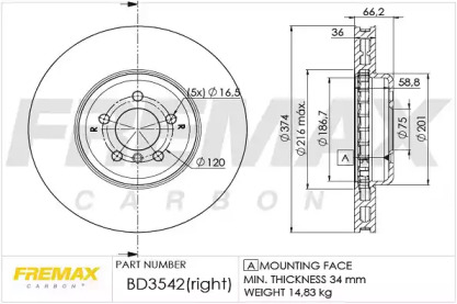 Тормозной диск (FREMAX: BD-3542)