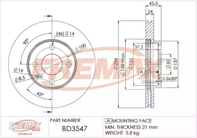 Тормозной диск (FREMAX: BD-3547)