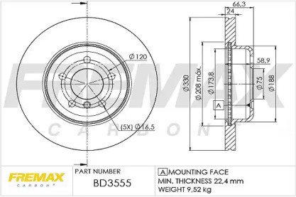 Тормозной диск (FREMAX: BD-3555)