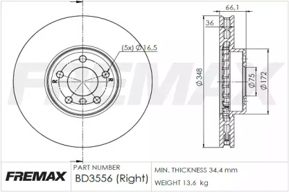 Тормозной диск (FREMAX: BD-3556)