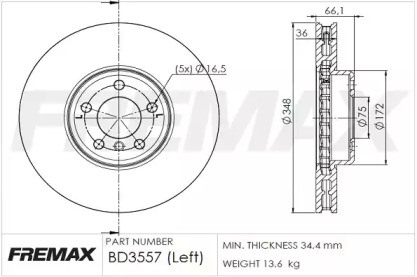 Тормозной диск (FREMAX: BD-3557)