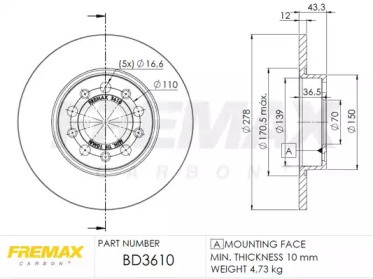 Тормозной диск (FREMAX: BD-3610)