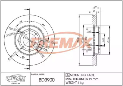 Тормозной диск (FREMAX: BD-3900)