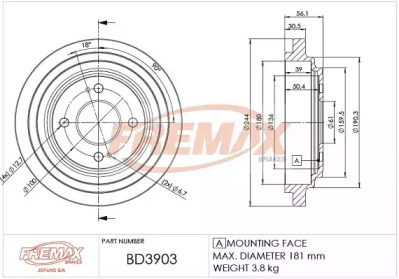 Тормозный барабан (FREMAX: BD-3903)