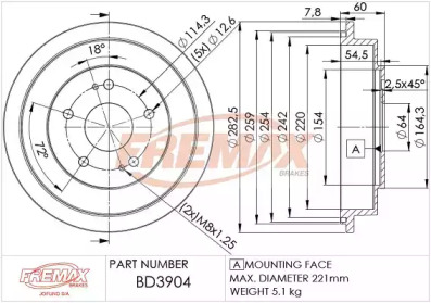 Тормозный барабан (FREMAX: BD-3904)