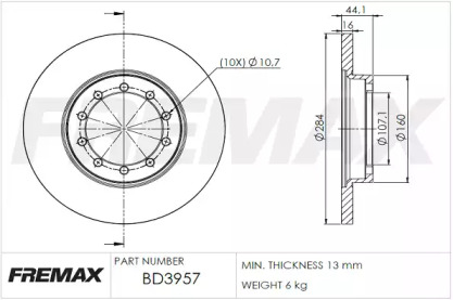 Тормозной диск (FREMAX: BD-3957)