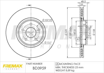 Тормозной диск (FREMAX: BD-3959)