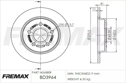 Тормозной диск (FREMAX: BD-3964)