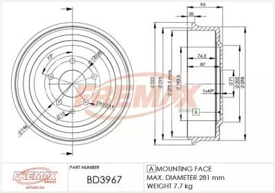 Тормозный барабан (FREMAX: BD-3967)