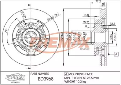 Тормозной диск (FREMAX: BD-3968)