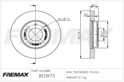 Тормозной диск (FREMAX: BD-3975)