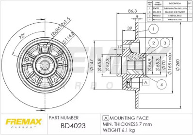 Тормозной диск (FREMAX: BD-4023)