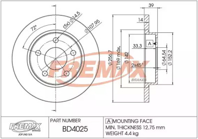 Тормозной диск (FREMAX: BD-4025)