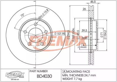 Тормозной диск (FREMAX: BD-4030)