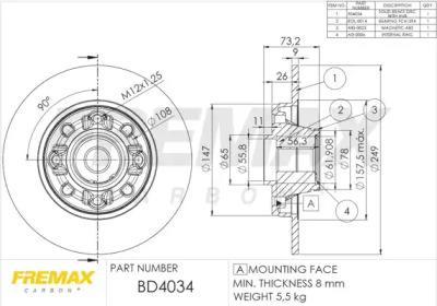 Тормозной диск (FREMAX: BD-4034)