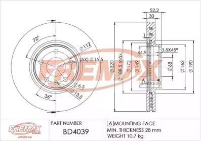 Тормозной диск (FREMAX: BD-4039)