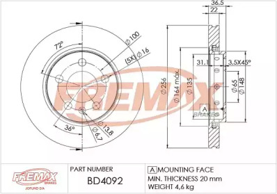 Тормозной диск (FREMAX: BD-4092)