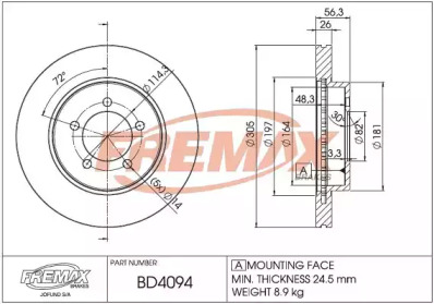 Тормозной диск (FREMAX: BD-4094)